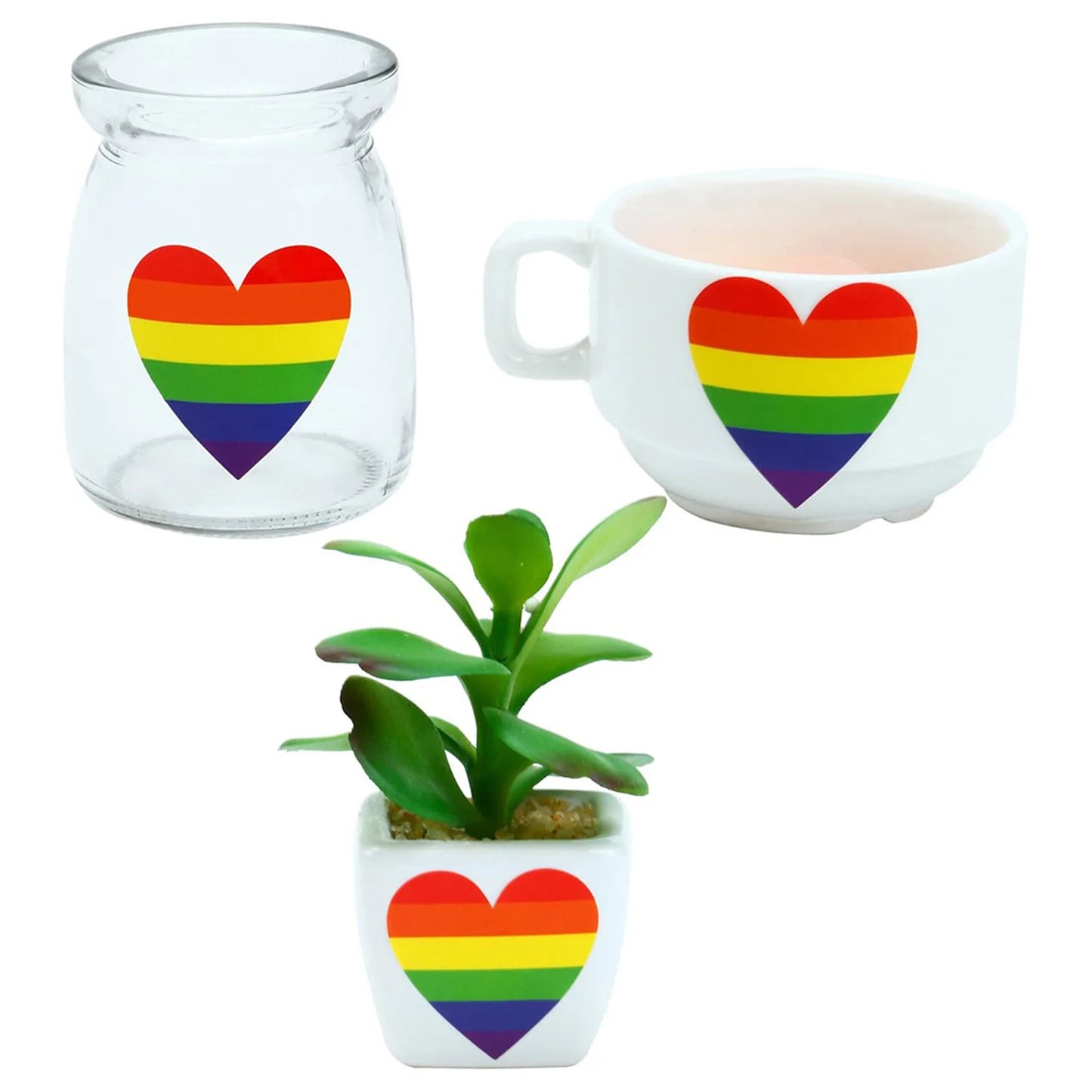 500 Stück Pride Aufkleber – Regenbogen Herz & Quadrat Etiketten | 3,8cm/2,5cm Klebeaufkleber für Tasse, Tasche, Vase & DIY-Dekoration Kaufschwan®