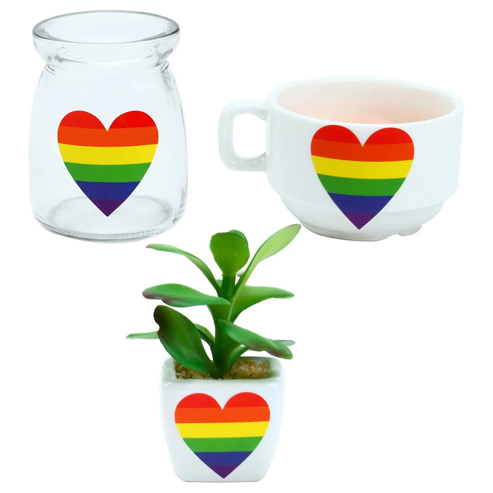 500 Stück Pride Aufkleber – Regenbogen Herz & Quadrat Etiketten | 3,8cm/2,5cm Klebeaufkleber für Tasse, Tasche, Vase & DIY-Dekoration Kaufschwan®
