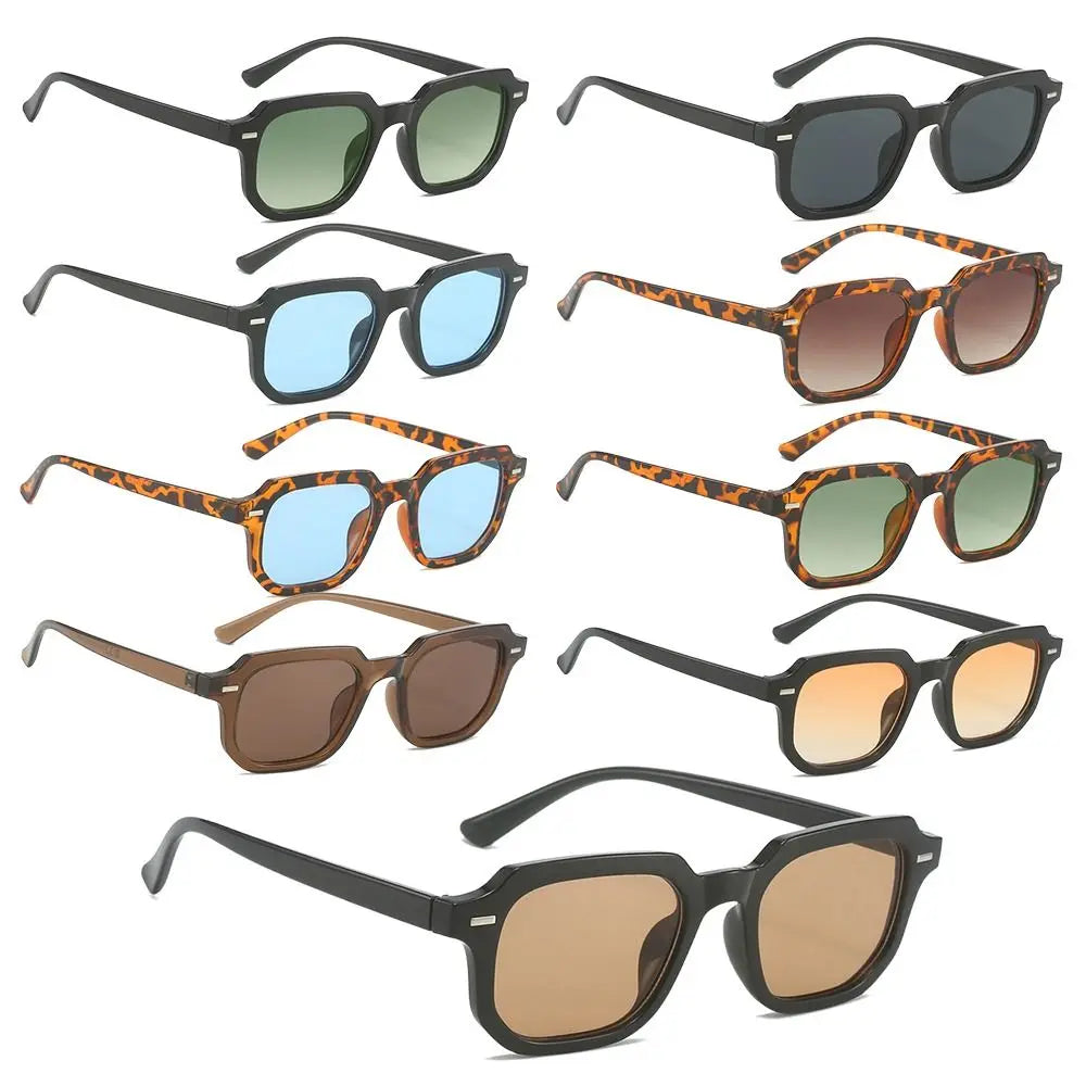 Retro-Sonnenbrille mit Vieleckigem Rahmen – Runde Sonnenbrille mit Nieten, Gestreiften Bügeln und UV400-Schutz zum Autofahren und für Freizeitaktivitäten Kaufschwan®