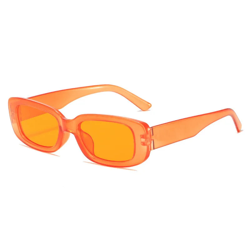 Vintage-Sonnenbrille in Gelee-Farben – Rechteckige Sonnenbrille mit kleinem Rahmen und UV400-Schutz für Damen und Herren Kaufschwan® Orange