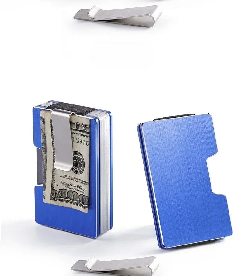 RFID Kreditkartenhalter – Minimalistische Schlanke Metall Geldbörse mit Geldklammer | Luxus Edelstahl & Aluminium Mini Kartenetui für Herren Kaufschwan®