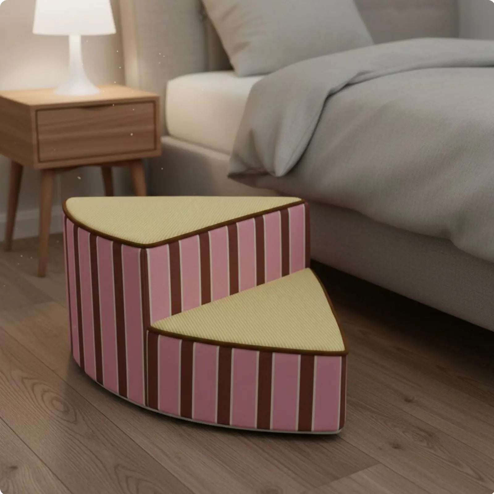 Gebogene Haustiertreppe – Leichte Schaumstoff Hundetreppe mit Rutschfestem Design | Weiche Katzen- und Hundeleiter Kaufschwan® Design 1