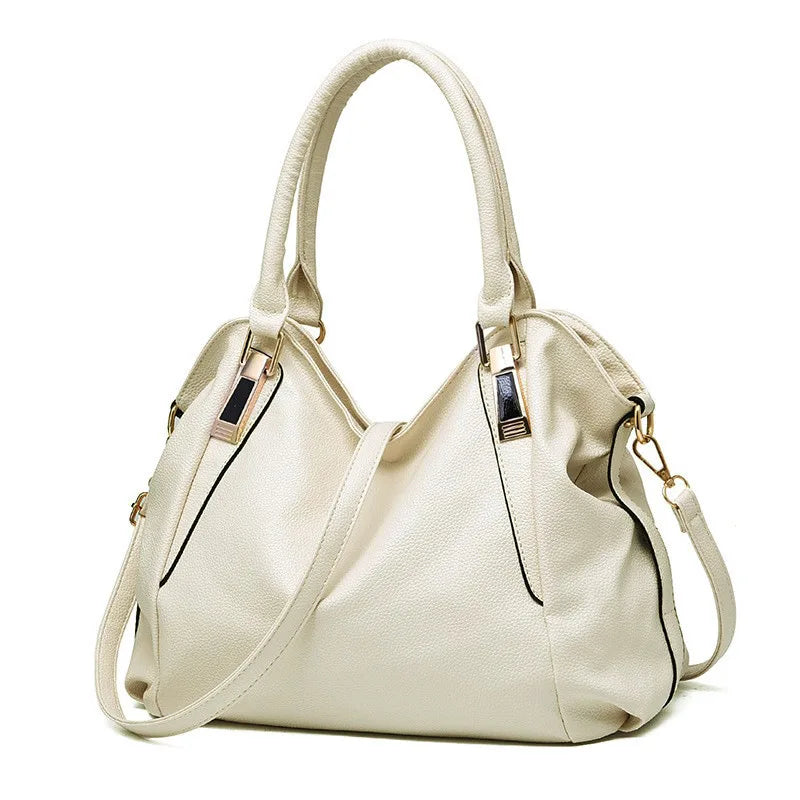 Luxus Designer Damenhandtasche aus Weichem Leder – Große Modische Tasche | Schulter- & Crossbody Damen Tasche Kaufschwan® Beige 36x15x26cm