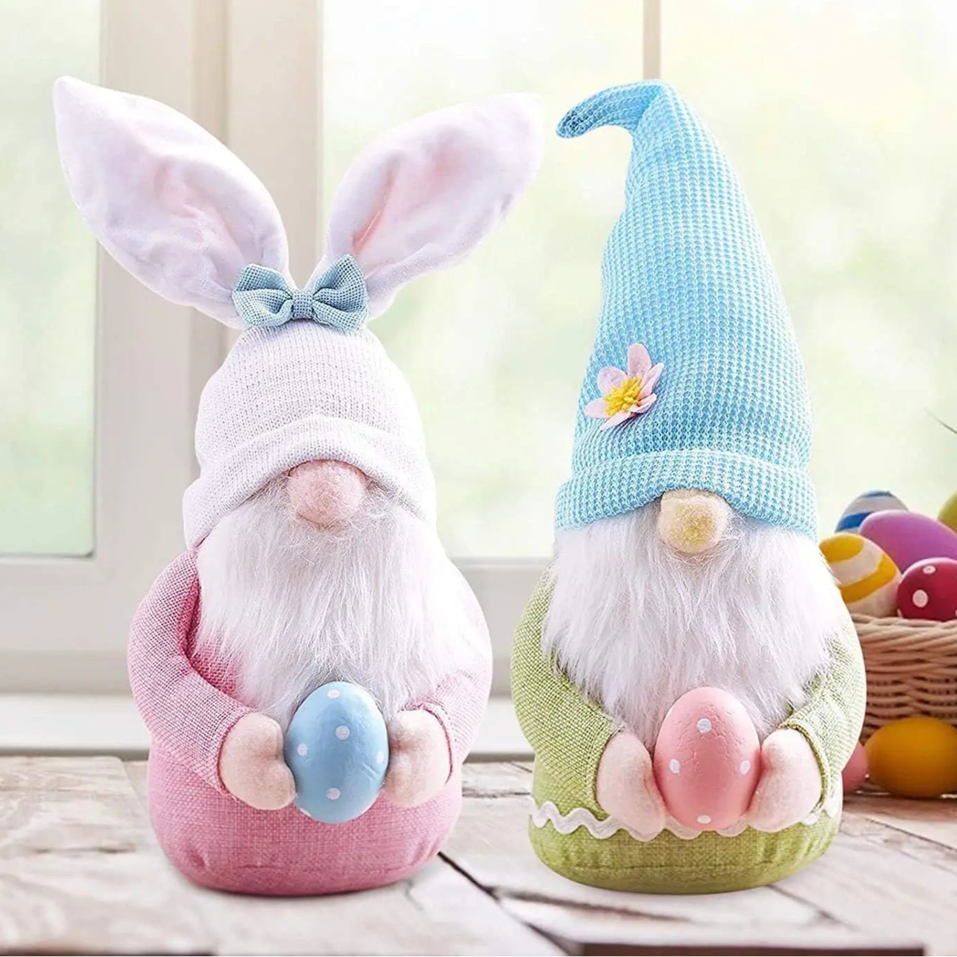 Osterhasen-Wichtel mit Ei – Handgemachte Faceless Plüschfigur | Frühlingsdeko & Geschenk für Mädchen Kaufschwan®