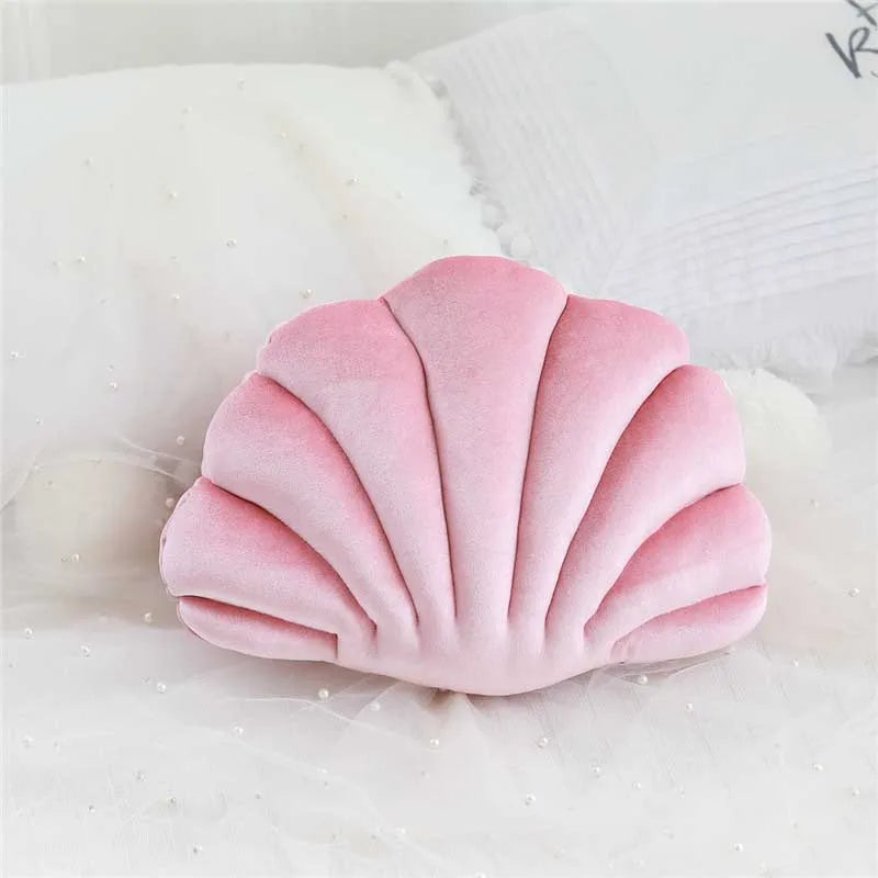 Velours Kissen mit Füllung für Wohnkultur | Sofa Kissen mit Muschel Design | Geschenk | 32x25cm Kaufschwan®