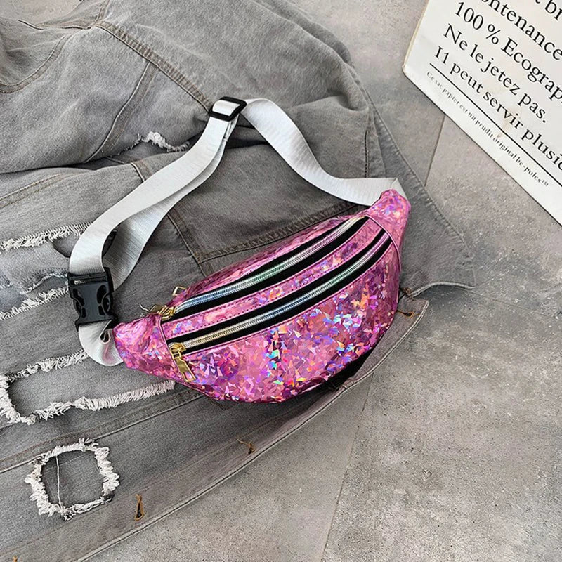 Holografische Gürteltasche – Laser PU Leder Hüfttasche | Reise Bum Bag, Crossbody Schultertasche für Damen & Mädchen