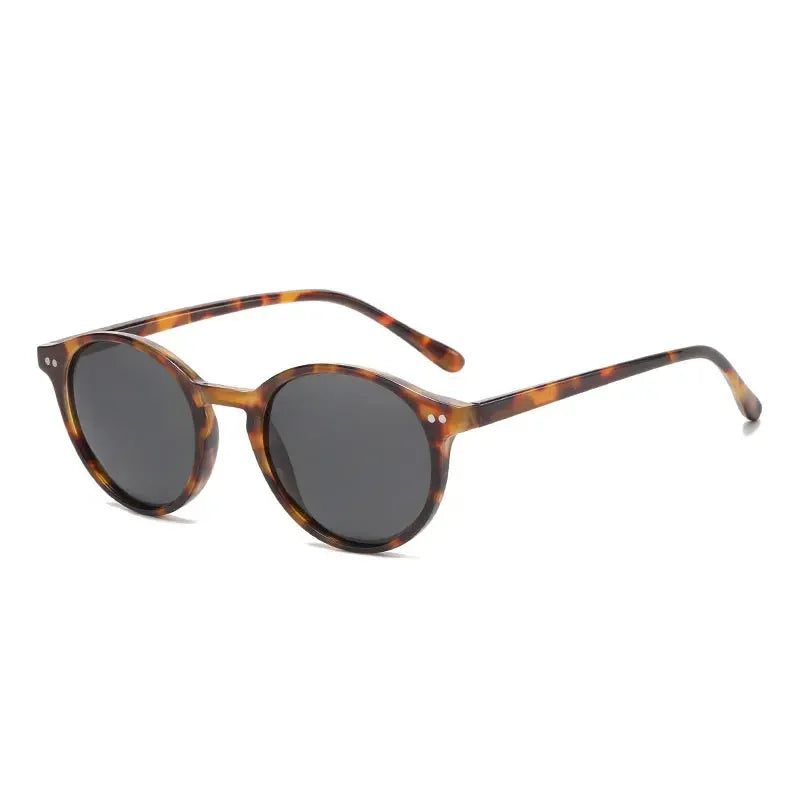 Runde Polarisierte Retro-Sonnenbrille – Klassische Sonnenbrille mit Leopardenmuster, Schwarzen Gläsern und UV400-Schutz für Damen und Herren Kaufschwan® Design 3