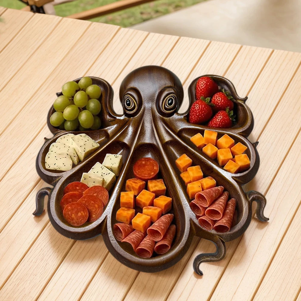 Oktopus Servierbrett aus Holz im Ozean-Design – Charcuterie- & Käseplatte für Käse, Fleisch, Brot & Obst Kaufschwan®