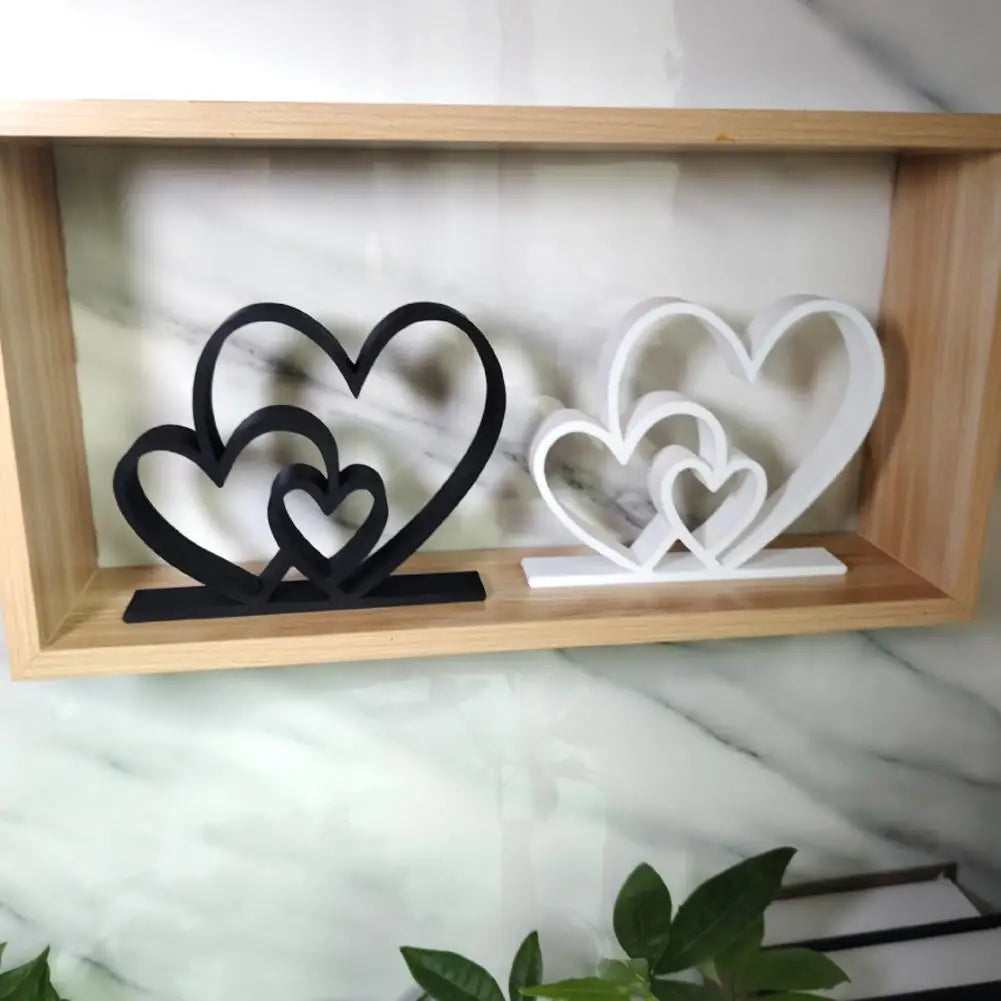 Herz Skulptur Valentinstag Geschenk – Schwarz Weiß Moderne Minimalistische Liebesdekoration für Regal und Tisch Kaufschwan®