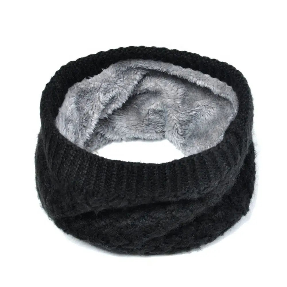 Bequemer Weicher Halswärmer – Dickes Thermo Schlauchtuch für Herbst & Winter | Gestrickter Wärmeschal Neckerchief Kaufschwan® Schwarz