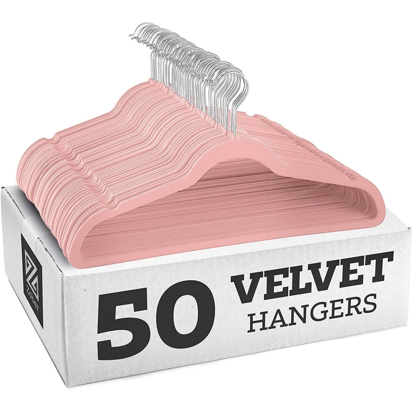 50er Set Kleiderbügel - Anti Rutsch Samt Kleiderbügel – Japanischer Stil für Kleider und Mäntel Kaufschwan® Rosa/Silber