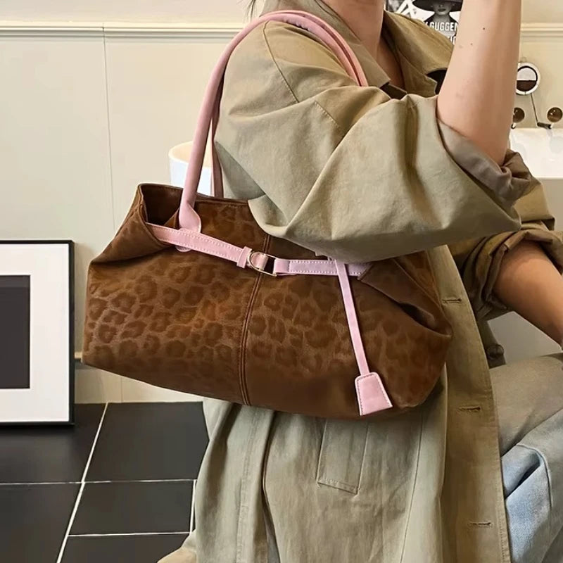 Leopard PU Leder Schultertasche für Damen – Luxus Designer Trend Tote | Handtasche mit Kurzem Griff & Damen Geldbörse Kaufschwan®