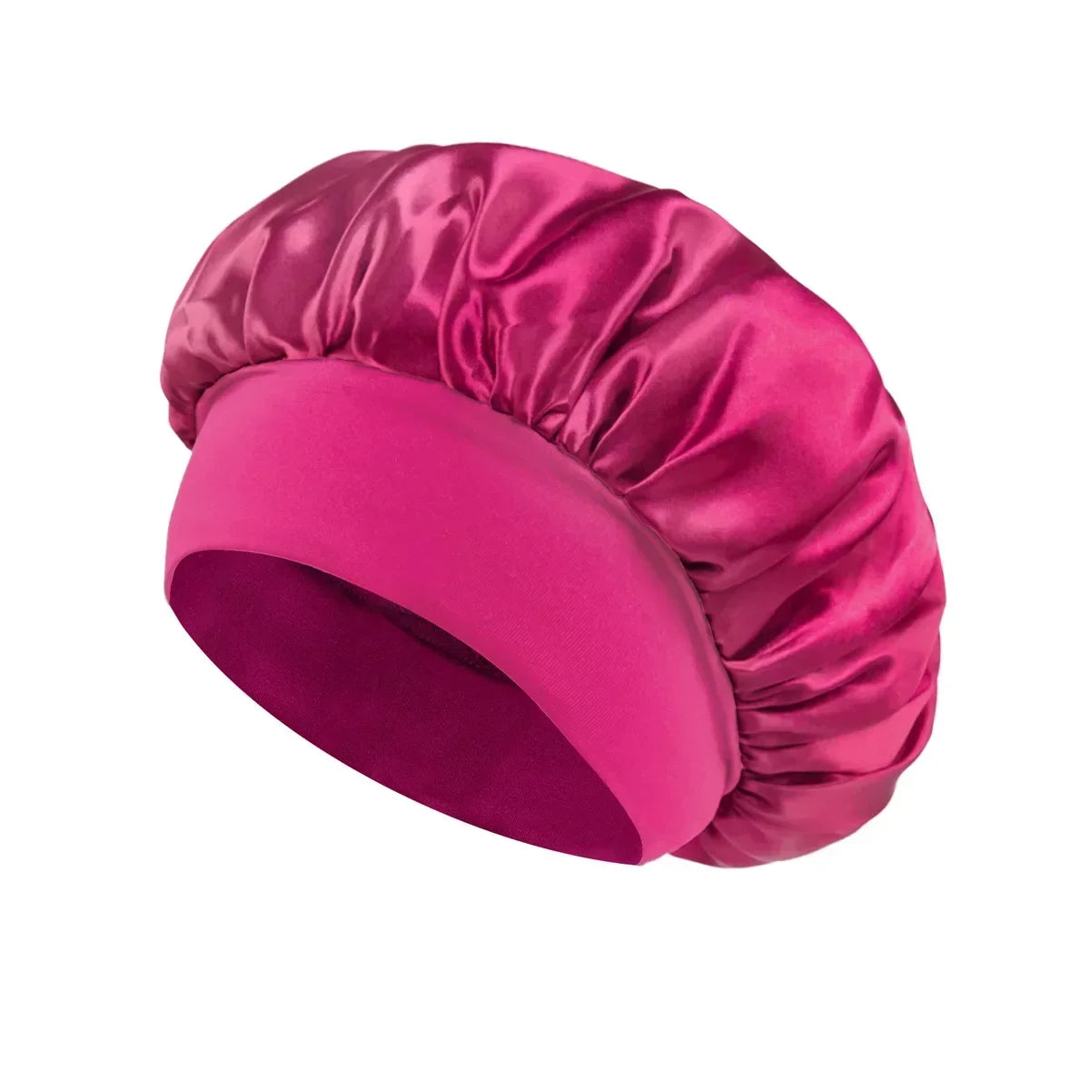 Satin-Schlafhaube für Damen – Große Elastische Haarhaube mit Breitem Weichem Band für Lockiges Haar und Nachtpflege