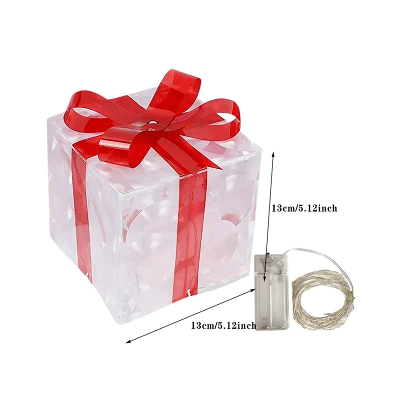 Leuchtende Weihnachts Geschenkbox – LED Licht Geschenk Deko mit Schleife | Weihnachtsbeleuchtung für Innen & Außen Kaufschwan®