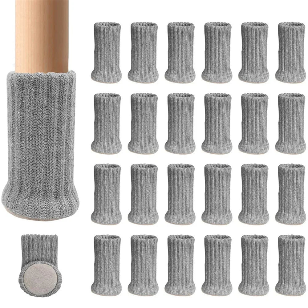 4/8/24 Stück Gestrickte Möbelbein Socken – Stuhlbein Bodenschutz & Möbelkappen | Kratzschutz Stuhlbeinüberzüge für Kommoden & Möbel Kaufschwan® Grau - 24 Stück