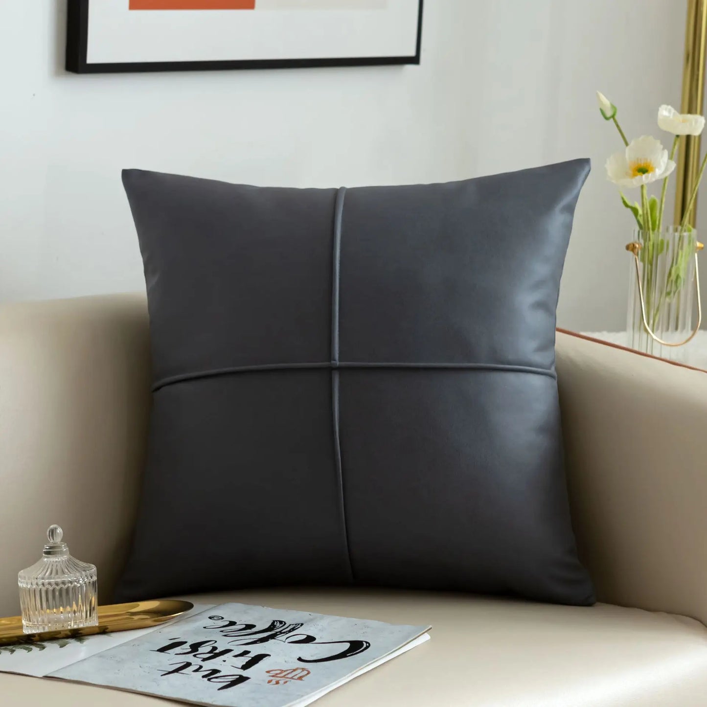Luxus Kunstleder Dekokissen | Rechteckiges Sofakissen für Wohnzimmer Kaufschwan®