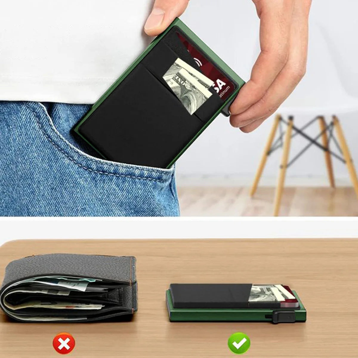 Anti-Diebstahl Kartenhalter – Minimalistische Smart Wallet mit RFID Schutz | Aluminium Metall Kartenbox Etui Kaufschwan®