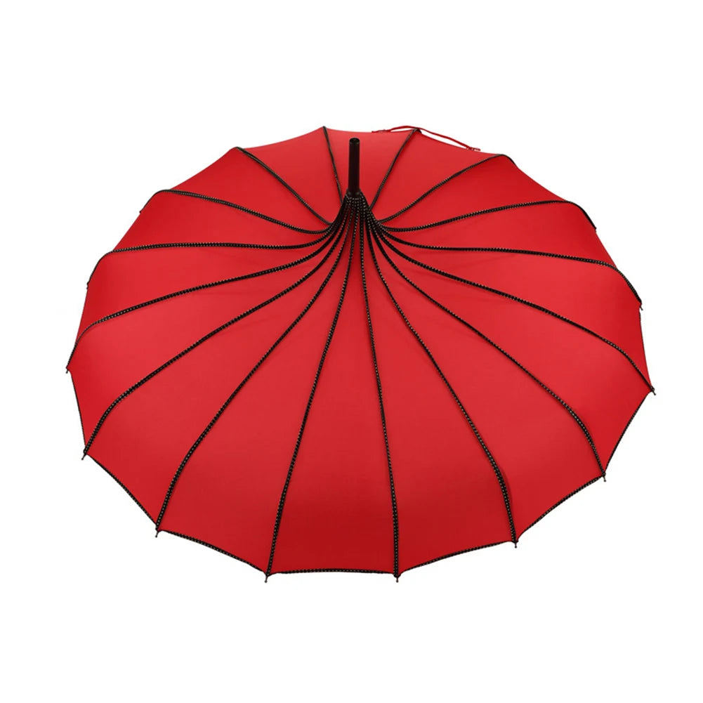 Vintage Pagoden-Schirm – 16-Streben Brautschirm für Hochzeit & Party, UV-Schutz Retro Sonnen- & Regenschirm Kaufschwan® Rot