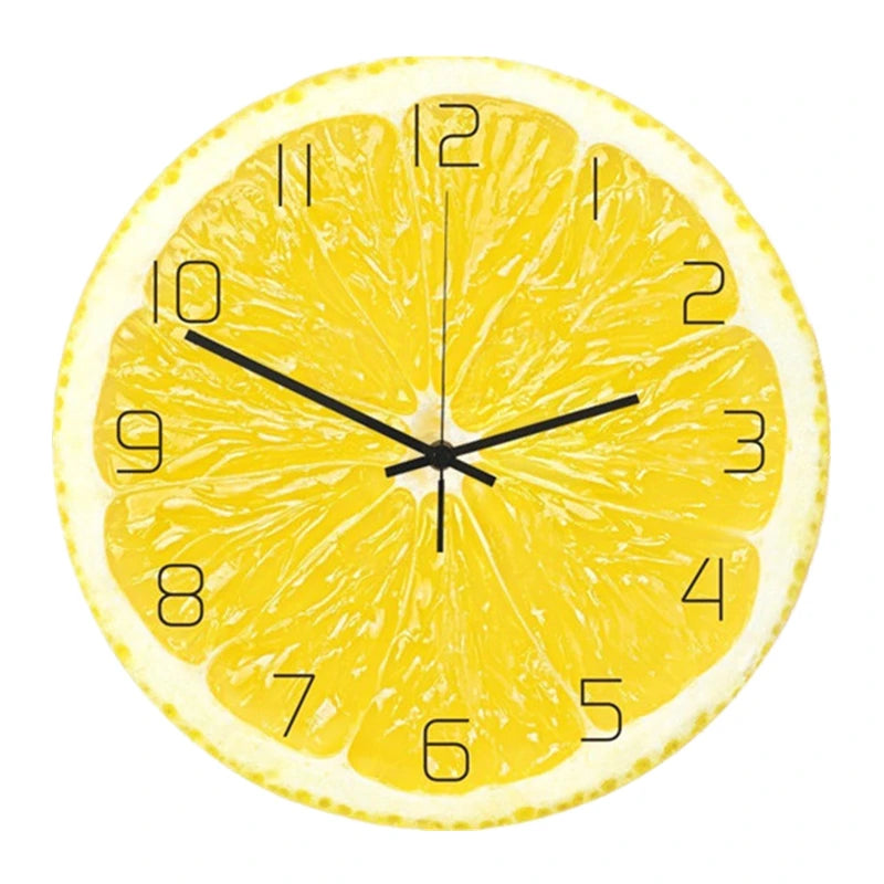 Zitrus Früchte Wanduhr – Leise Quarz Küchen Deko Uhr Kaufschwan® Zitrone 30cm 12inch