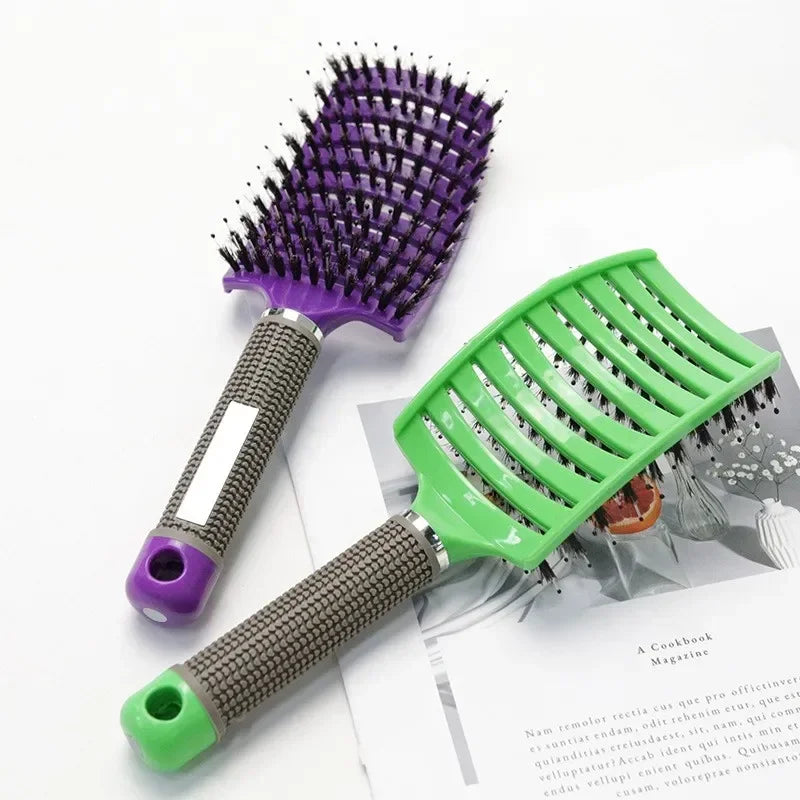 Exfoliating Haarbürste – Borstenkamm für Nasses & Lockiges Haar | Damen Stylingbürste & Perückenpflege Kaufschwan®