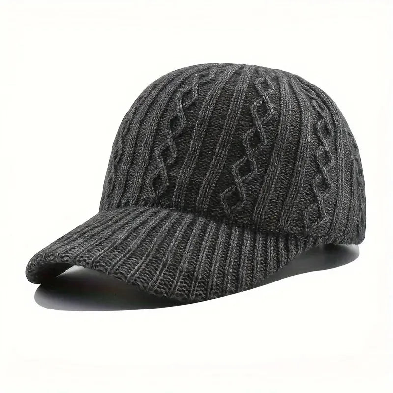 Trendige Gestrickte Baseballkappe | Herren & Damen Herbst/Winter Fashion Baseballcap | Vielseitig & Warm Kaufschwan® Dunkelgrau Einstellbar