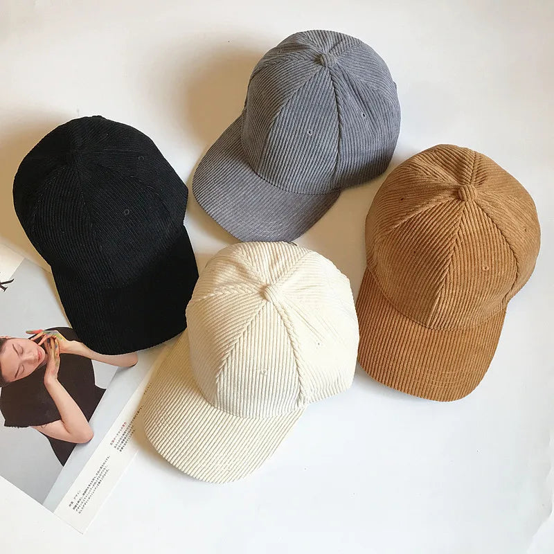 Corduroy Baseballkappe | Damen Retro Einfarbige Baseballcap | Herbst Winter Hüte für Herren & Damen | Unisex Freizeit Gebogener Schirm Kaufschwan®