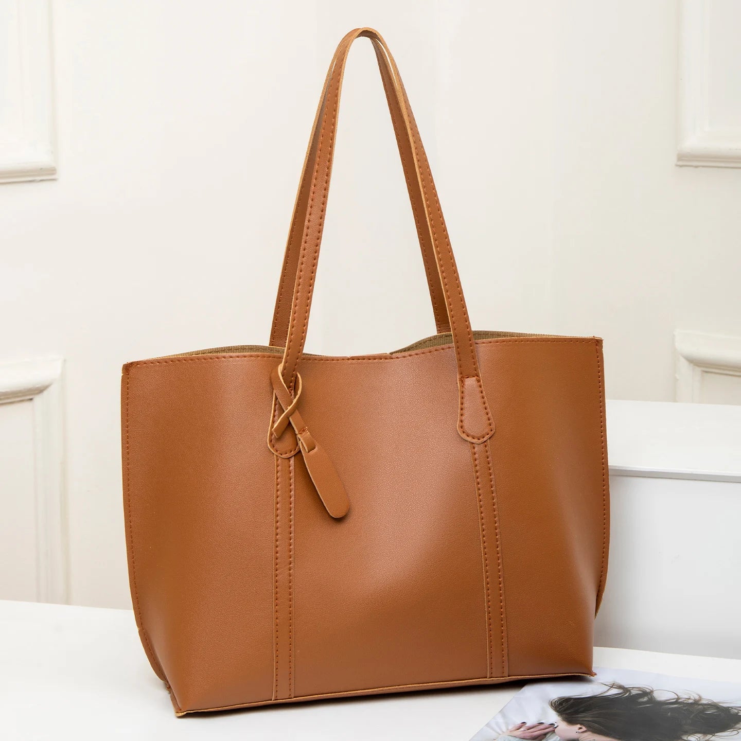 Exquisite Vielseitige Damen Tote Tasche – Schlichte Einfarbige Schulter- & Handtasche mit Großem Fassungsvermögen Kaufschwan® Braun