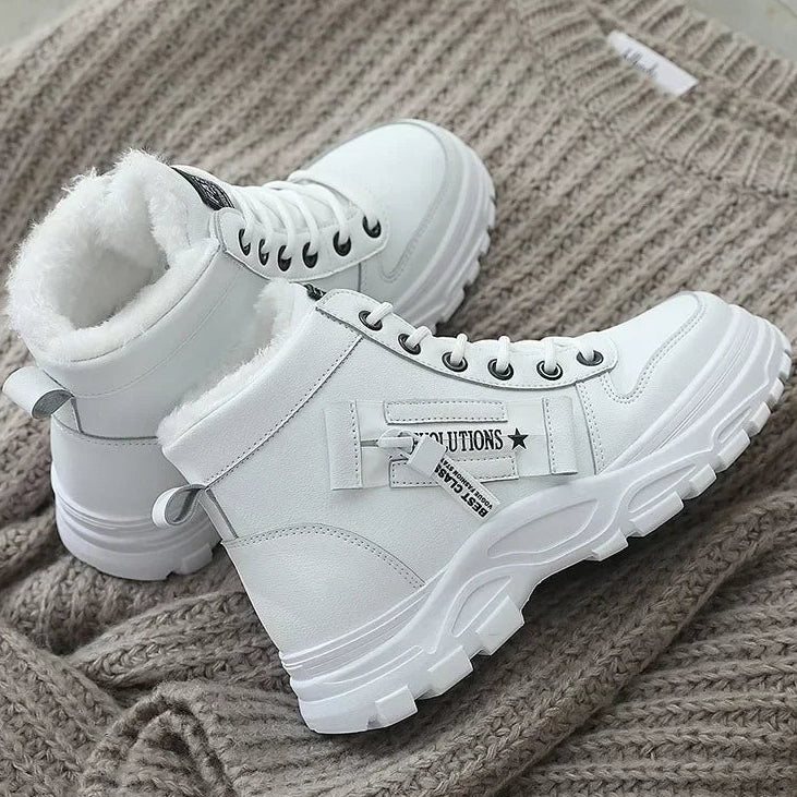 Damen Winter Schneestiefel – Warme High-Top Plateau Sneakers | Kunstfell Gefütterte Knöchelstiefel Kaufschwan®