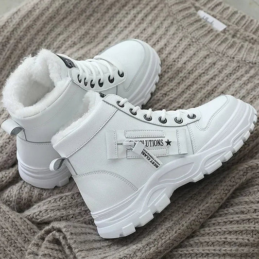 Damen Winter Schneestiefel – Warme High-Top Plateau Sneakers | Kunstfell Gefütterte Knöchelstiefel Kaufschwan®