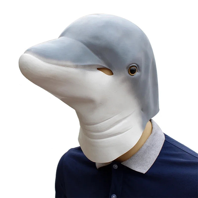 Delfin Vollgesichtsmaske – Latex Meerestier Maske für Halloween, Weihnachten, Ostern & Kostüm Party Cosplay Requisite Kaufschwan®