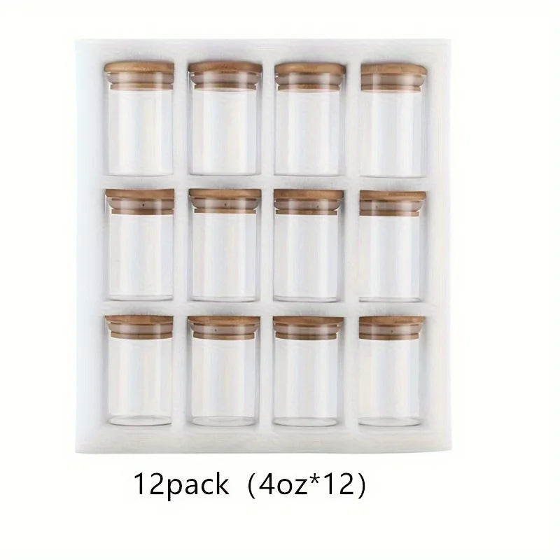 12-teiliges Glas Vorratsdosen Set – Gewürzgläser mit Luftdichtem Deckel | Mini Gläser für Küche, Zucker, Kekse & Reis Kaufschwan®
