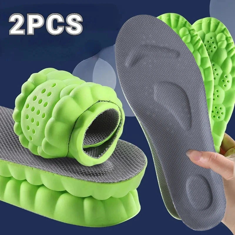 4D Massage Einlegesohlen | Superweiche Sportschuhe Sohlen mit Fußgewölbeunterstützung – Orthopädische Einlagen für Damen & Herren Kaufschwan® 2 Stück - Grau Grün EU 43-44