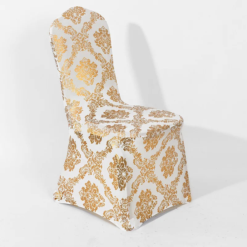 Esszimmer Stuhlbezüge mit Gold- & Silber Blumenprägung – Abnehmbare Waschbare Spandex Stretch Stuhlüberzüge für Hochzeiten & Events Kaufschwan®