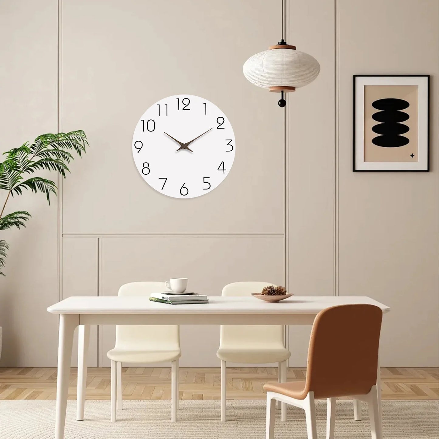 Weiße Muster Holz Wanduhr – Leise Quarz Moderne Deko Uhr Kaufschwan®