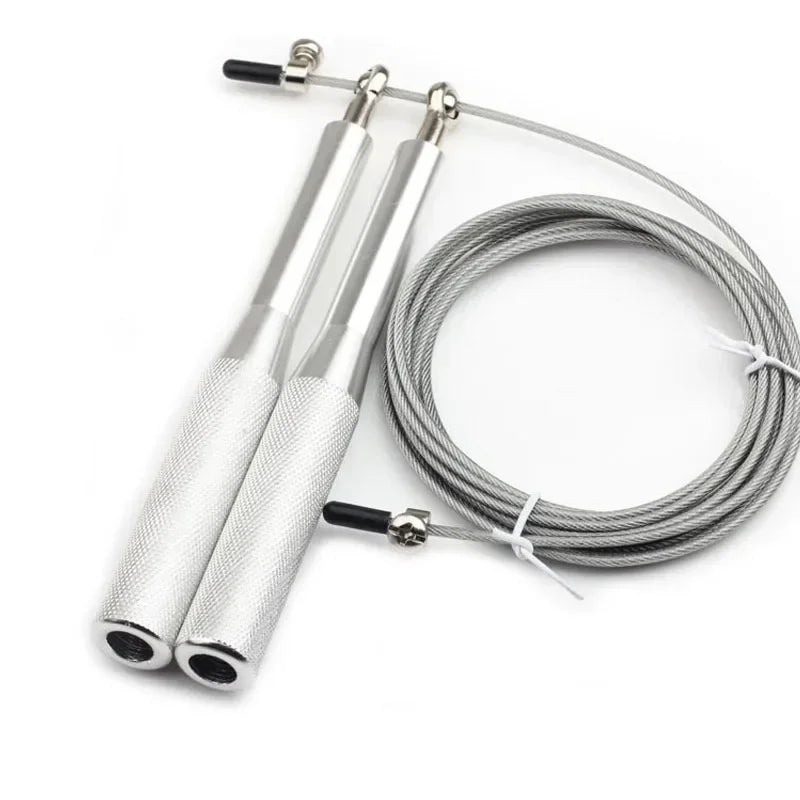 Hochgeschwindigkeits Springseil aus Stahl – Verstellbares Drahtseil mit Aluminiumgriff | Robustes Speed Springseil für Fitness & Sport Kaufschwan® Silber
