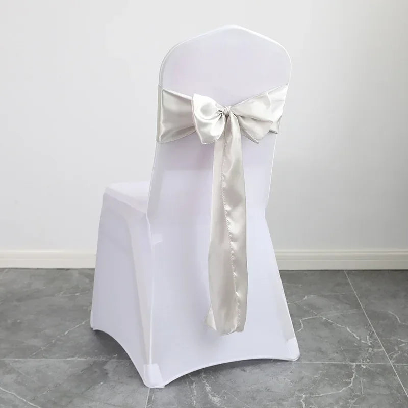Satin Stuhlschleifen – Hochzeits Schleifenband für Stuhl Dekoration Kaufschwan® Silbergrau 10 Stück
