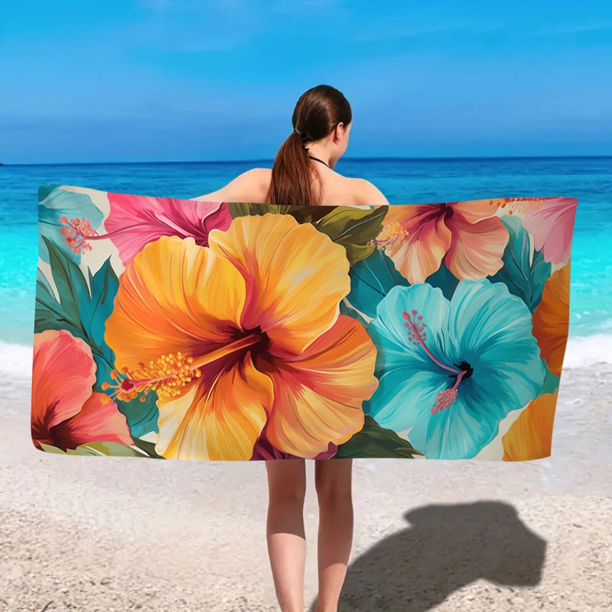 Tropisches Blumen Strandtuch – Schnell Trocknendes & Saugfähiges Mikrofaser Handtuch | Leichtes Reisehandtuch für Sport, Yoga, Schwimmen & Camping Kaufschwan®