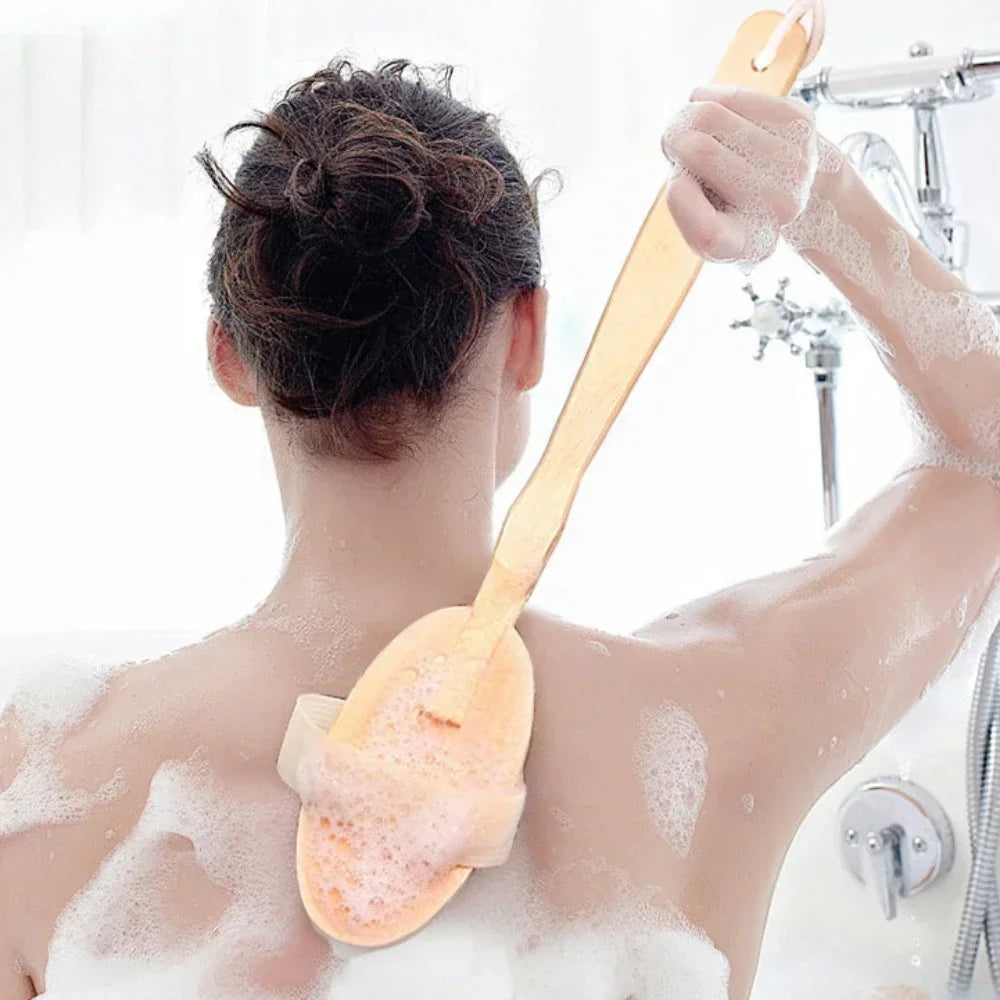 Naturborsten Rückenbürste – Abnehmbarer Langer Holzgriff Trocken Körper Massagebürste Kaufschwan®