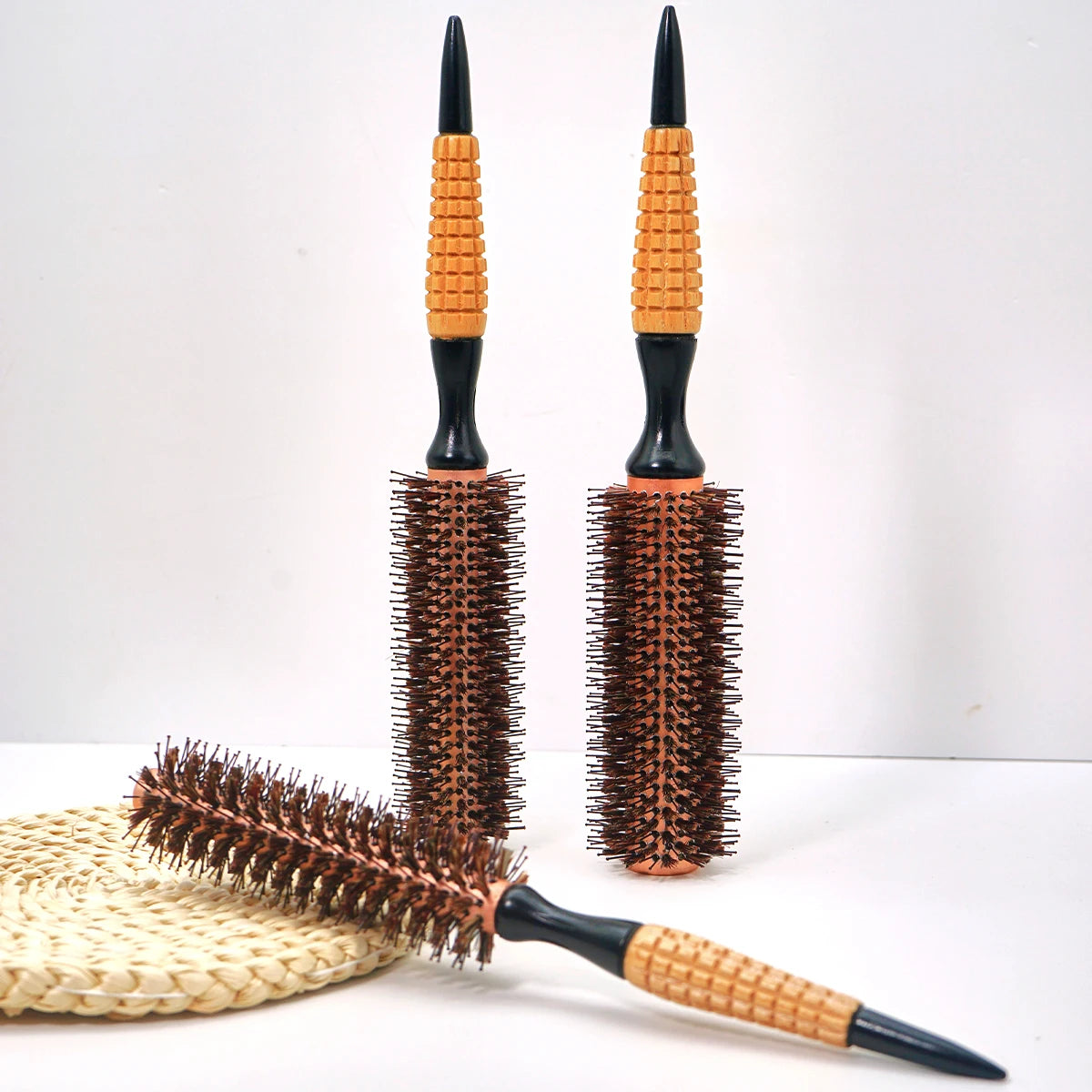 Rundbürste mit Holzgriff – Professionelle Antistatische Haarbürste | Locken- & Toupierbürste für Friseure Kaufschwan®