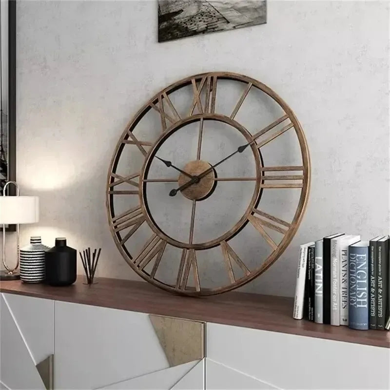 3D Römische Zahlen Metall Wanduhr – Leise Nordische Retro Deko Uhr Kaufschwan®