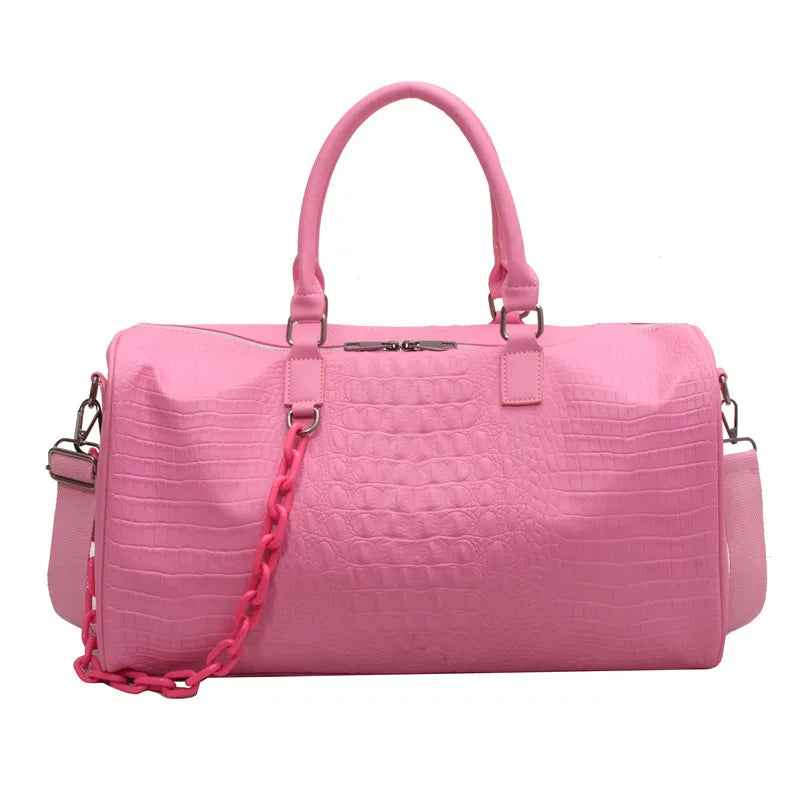 Damen Reisetasche/Handtasche – Große Wasserdichte PU Schultertasche für Business | Candy Color Gym Crossbody Pendler Tasche Kaufschwan® Rosa