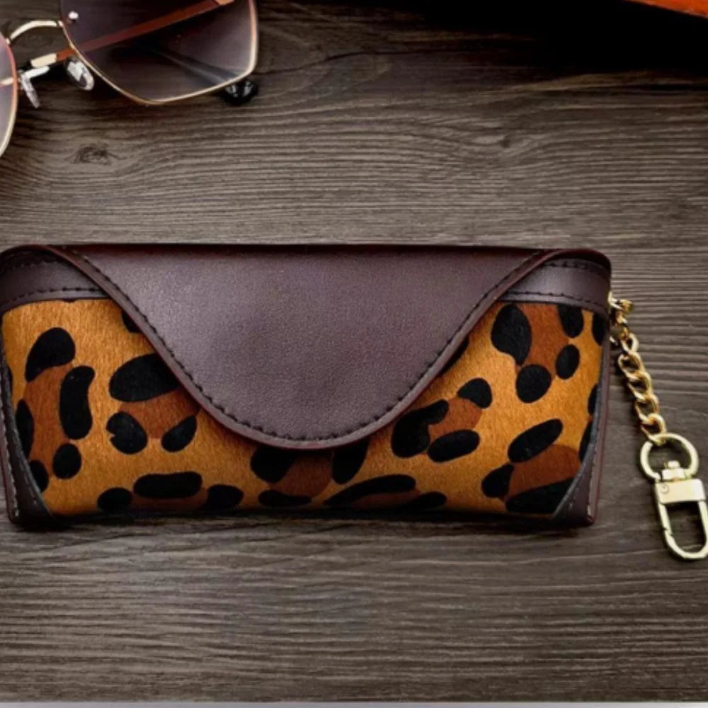 Vintage Leopard Leder Brillenetui – Tragbare Brillentasche für Alltag und Reisen Kaufschwan®