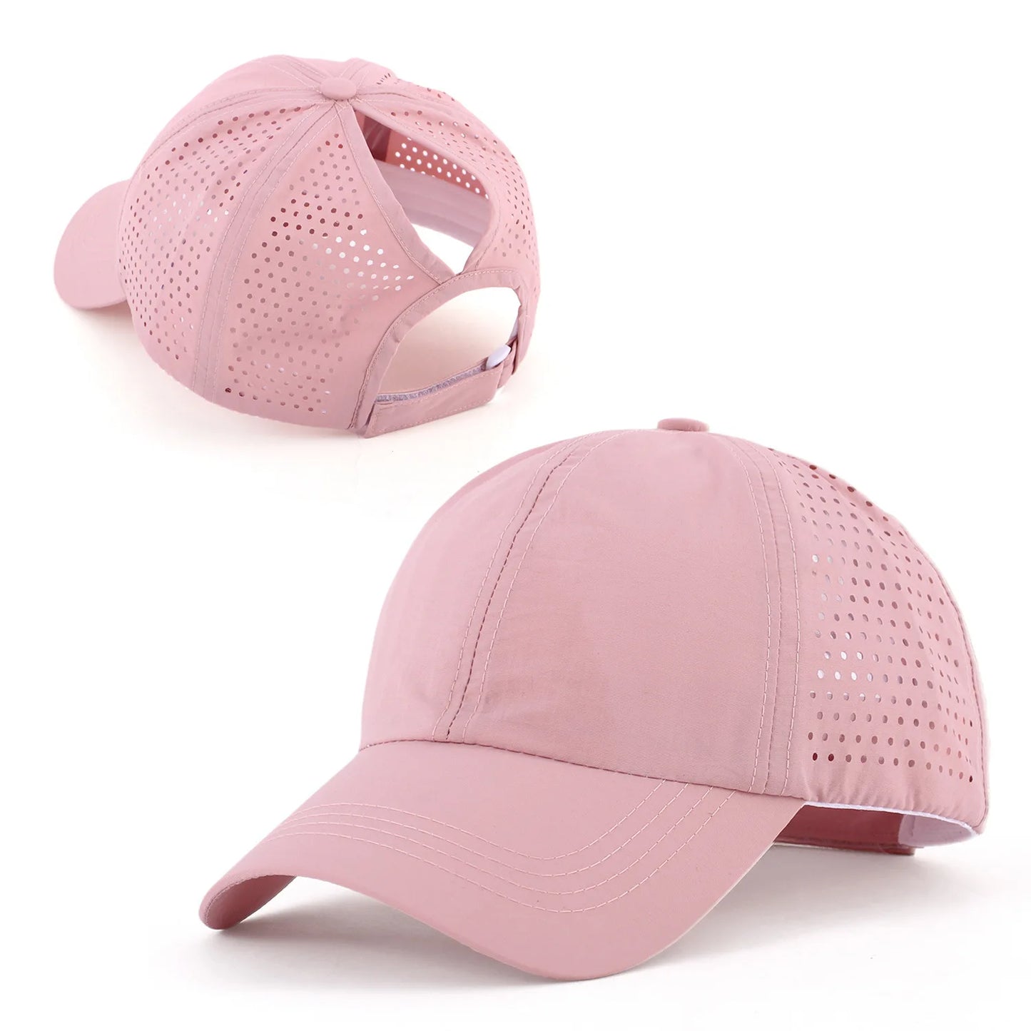 Damen Zopf Cap | Damen & Herren Mesh Atmungsaktive Baseballcap | UV-Schutz & Ponytail-freundlich Verstellbar Kaufschwan® Rosa