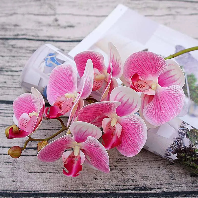 3D Künstliche Schmetterlings-Orchideen – Kunststoffblumen für Zuhause, Vase, Hochzeit, Garten & Partydekoration | DIY Girlanden & Geschenkboxen Kaufschwan® Dunkelrosa