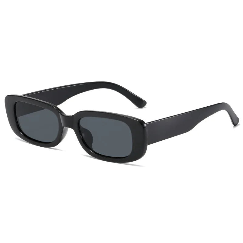 Vintage-Sonnenbrille in Gelee-Farben – Rechteckige Sonnenbrille mit kleinem Rahmen und UV400-Schutz für Damen und Herren Kaufschwan® Schwarz