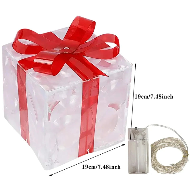 Leuchtende Weihnachts Geschenkbox – LED Licht Geschenk Deko mit Schleife | Weihnachtsbeleuchtung für Innen & Außen Kaufschwan®