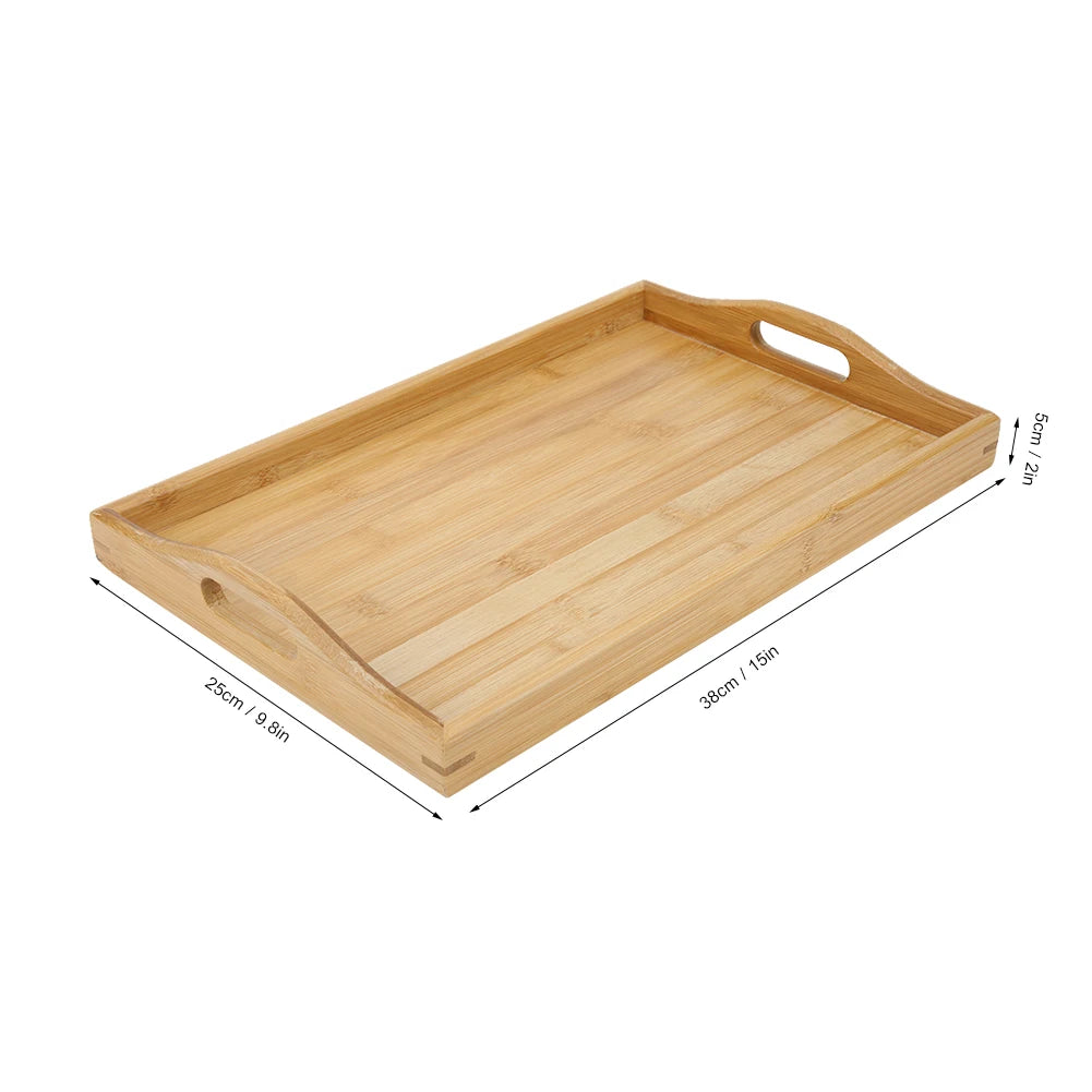 Bambus Tee-Tablett 38×25×5cm – Chinesisches Tee-Serviertablett für Teetassen, Multifunktionales Serviertablett für Zuhause & Gastronomie Kaufschwan® 38x25x5cm