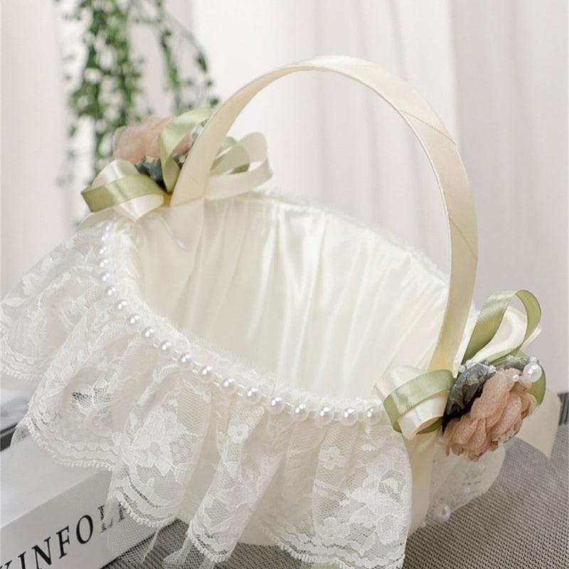 Blumenkorb für Blumenmädchen – Spitzenkorb mit Rosen für Hochzeit Kaufschwan®
