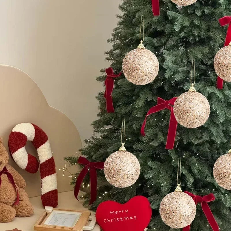 6–30 Stück Champagner Gold Glitzer Weihnachtskugeln – 6CM Christbaumkugeln | Festliche Deko für Weihnachten & Neujahr Kaufschwan®