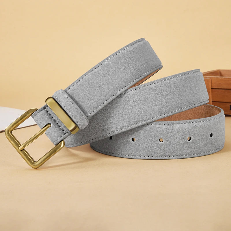 Luxus Wildledergürtel aus Rindsleder für Damen – Vintage Stil mit Goldschnalle | 3,5 cm Breiter Taillengürtel für Kleider & Jeans Kaufschwan®